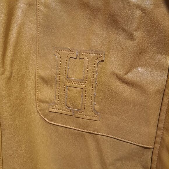 Honor The Gift Vegan Leather Belted Trench Coat Jacket Mustard Yellow sz XL NWT - Picture 2 of 15